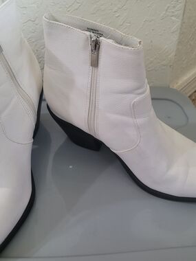 White Ankle Booties with Side Zip - Women